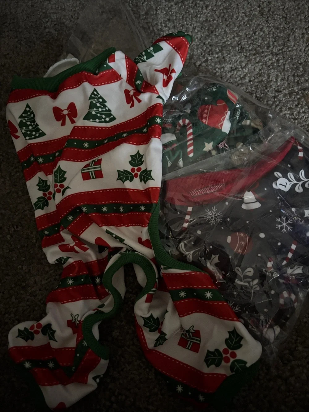 Dog 4 pack pajama Festive Christmas Holiday Pet Pajamas - Red, Green, White